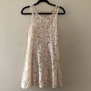 Free People Cream and Pink Lace Dress
